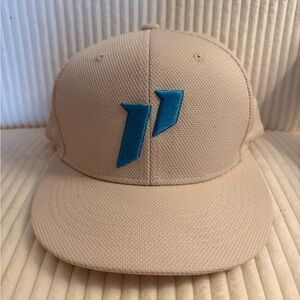 1st Phorm Beige Snapback Hat with Teal Embroidered Logo
